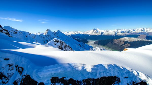 Aerial view of the Southern Alps in New Zealand