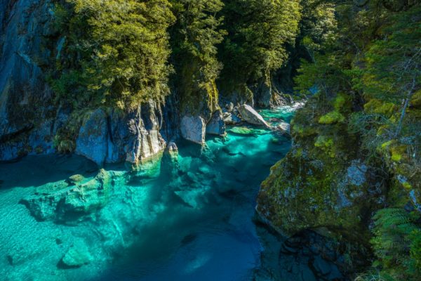 Famous attraction - Blue Pools, Haast Pass, New Zealand, South